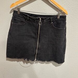 Black Denim Mini Skirt with zipper front